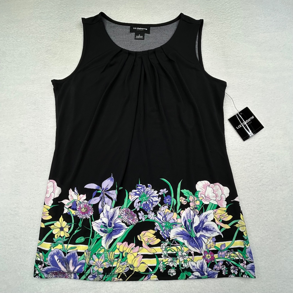 Liz Claiborne Nwt Women's Small Sleeveless Floral Blouse Multicolor Floral Print